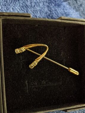 Gold-Tone Crystal Accent Stick Pin Brooch
